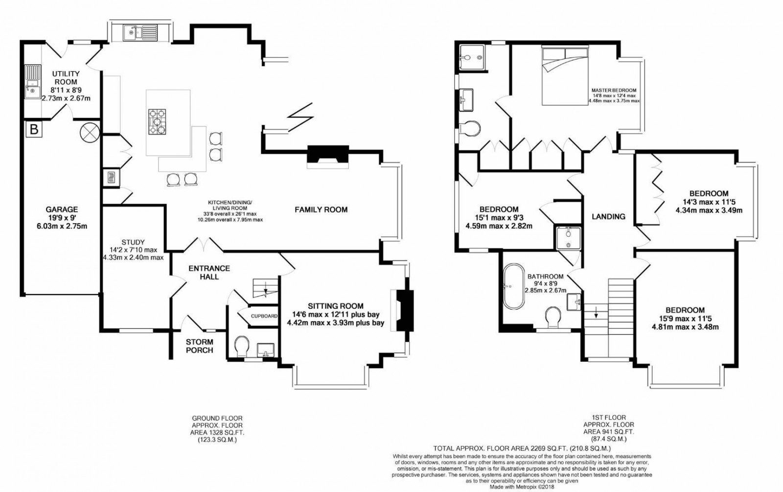 Floorplan for Fairbourne Drive, Wilmslow